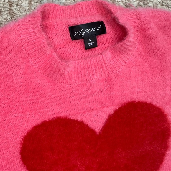 Say What Pink Heart Sweater Size Medium. - Picture 5 of 11